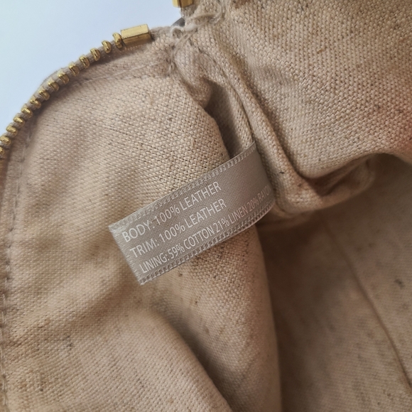 India Hicks Metallic Gold Leather Zip Top Cosmetic Accessory Pouch Clutch - Picture 16 of 16